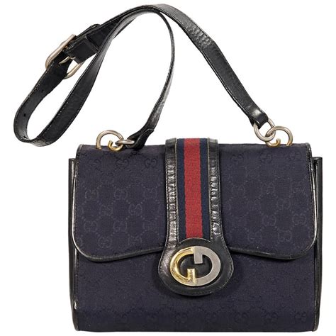 navy blue vintage gucci bag|vintage Gucci crossbody bag blue.